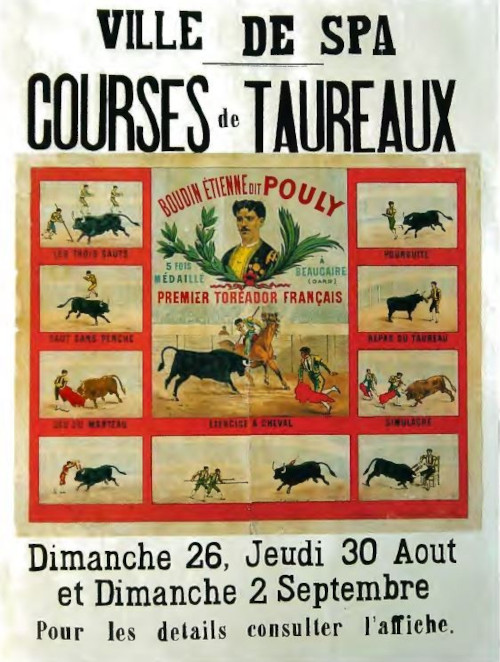 Affiche « Courses de taureaux » en 1888 (Collection Musées de la Ville d’eaux)