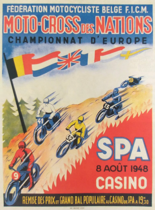 Affiche du Moto-Cross des Nations à Spa en 1948 (Collection du Musée de la Ville d’eaux-Spa)