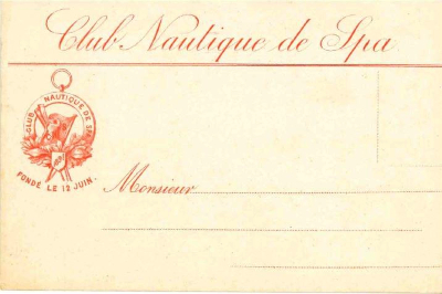 Carte de membre du Club Nautique de Spa (collection Musée de la Ville d’eaux-Spa)