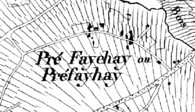 Préfayhay vers 1850 (Extrait de la carte Vandermaelen)