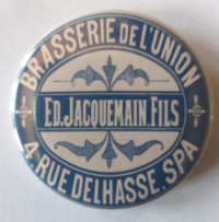 Reproduction d’un carton publicitaire de la Brasserie de l’Union - Edouard JACQUEMAIN.Fils          (collection Marc Hans)