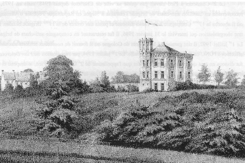 Litho de Vasseur (1872) : Le château de Fagne Maron construit de 1868 à 1869 par les époux Hayemal-Guilick