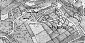 Le hameau de « Nivesée ». Extrait annoté de la carte Ferraris de 1777 (I.G.N. – www.ign.be).