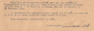 Invitation américaine pour une soirée dansante à la Villa le Freuheux  (collection Yvonne Orval) Après la libération de Spa en septembre 1944, cette villa située avenue Professeur Henrijean servit pendant plusieurs mois d’hébergement à des unités américaines : Det. « A » 400th A.F.A.Bn.P.M., G.P., Joseph B. Miller, Capt. (9.10.1944) H.Q.C° « C » 1st ECA Regt., D.T. Coiner, Capt. CAC (23.10.1944) 49th Field Hospital, E.S. Lockhart, Major (4.11.1944) MADCAP, 110 A.A.A.Gn.Mn., Israel Canael, 1st Lt. (16.11.1944) R.A.S.C. (anglais), J.R. Gibson, Lt. (7.12.1944)