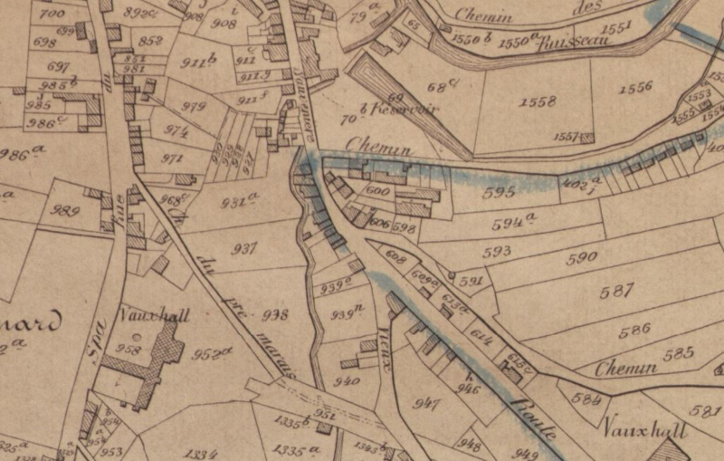 Extrait du plan Popp de la commune de Spa (tracé vers 1860)