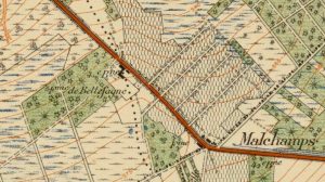 La « Ferme de Bellefagne » et le petit hameau de Malchamps (Extrait de la carte militaire de 1933)